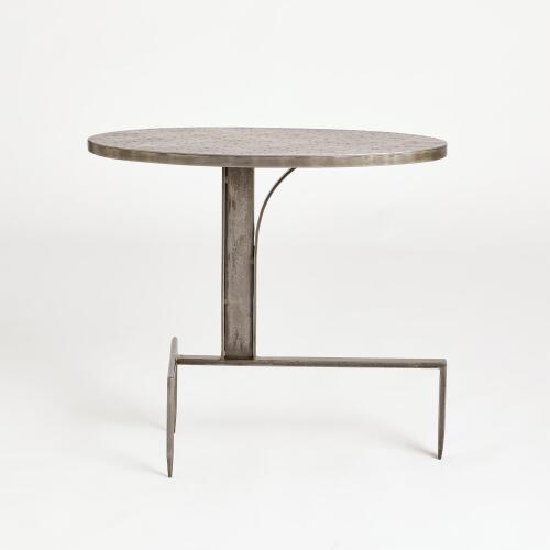 Hammered Cantilever Side Table-Natural Iron