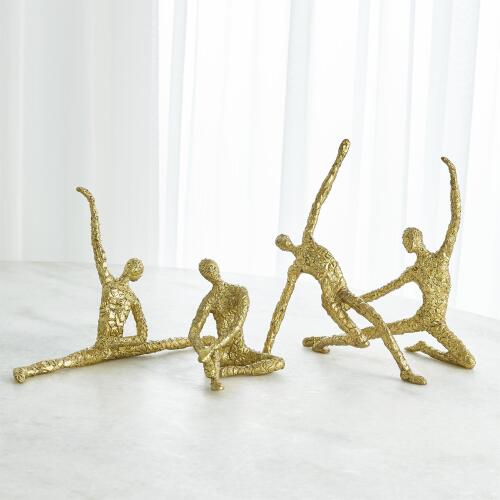 Figural Male Dancer-Splits-Textured Gold
