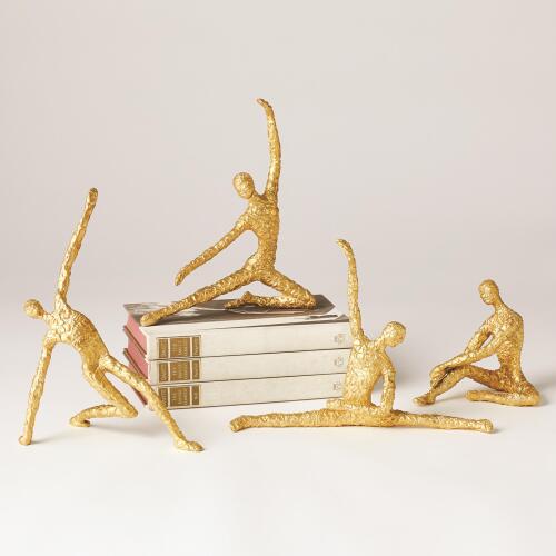 Figural Male Dancer-Yoga-Textured Gold