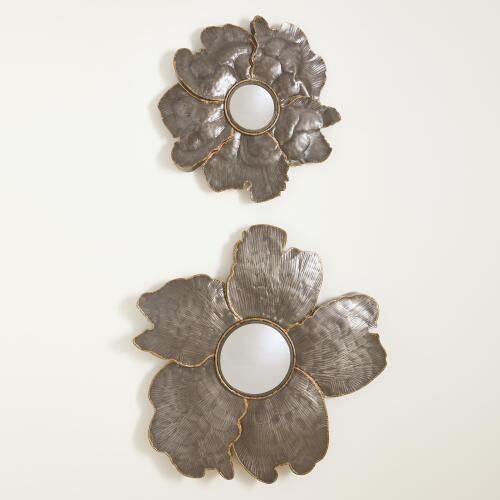 Flower Wall Mirror-Light Gunmetal