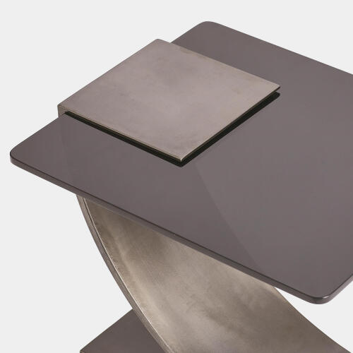 Side Table w/Smoke Glass-Light Gunmetal