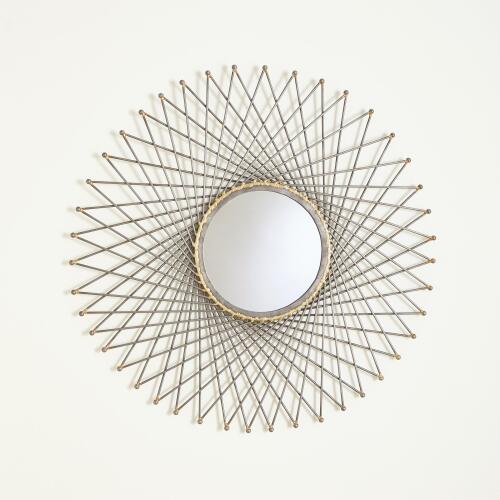 Spokes Mirror w/Ball Points-Natural Iron