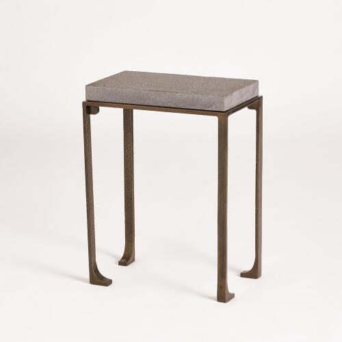 Zen Side Table w/Flamed Granite-Bronze