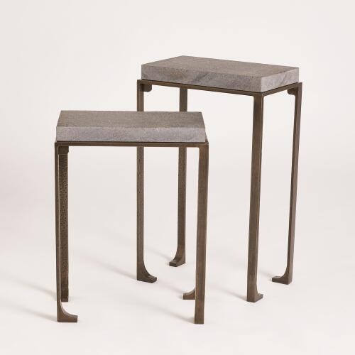 Zen Side Table w/Flamed Granite-Bronze