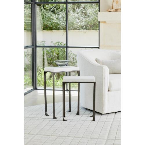 Zen Side Table w/White Honed Marble-Bronze/Grey
