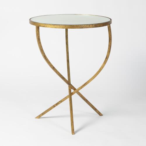 Hammered Tripod Table-Antique Gold