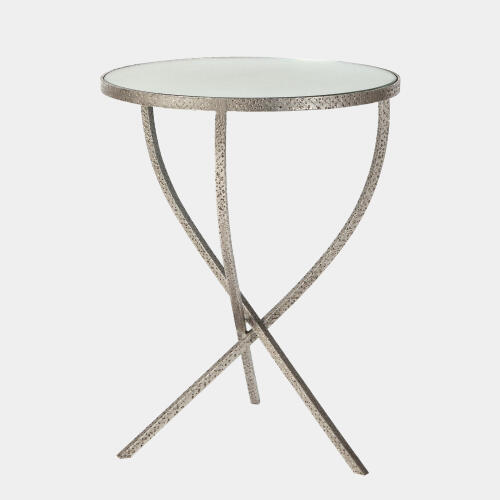 Triangulum Hammered Tripod Table-Nickel