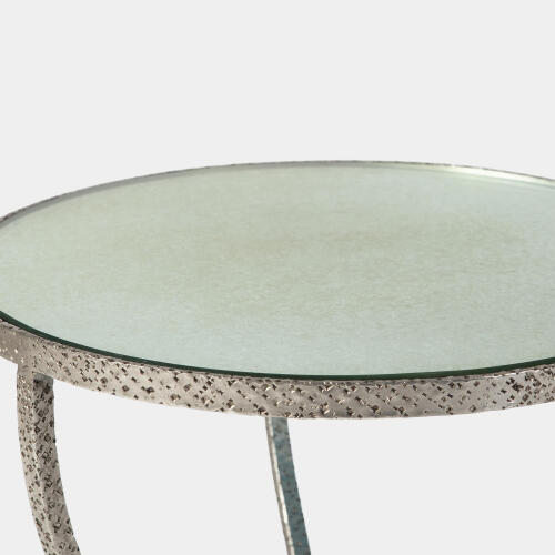 Triangulum Hammered Tripod Table-Nickel