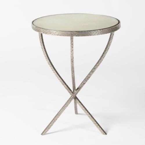Hammered Tripod Table-Nickel