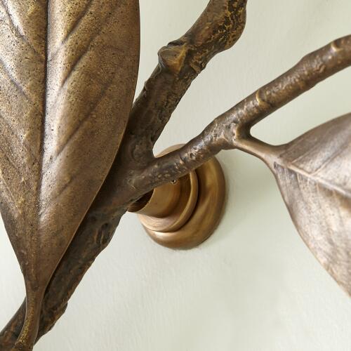 Magnolia Branch Wall Art-Antique Brass/Gold