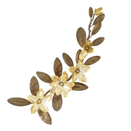 Magnolia Branch Wall Art-Antique Brass/Gold