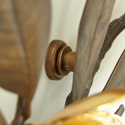 Magnolia Branch Wall Art-Antique Brass/Gold