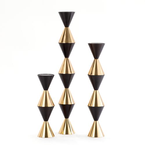 Italian Diamond Candle Holder-Bronze/Brass