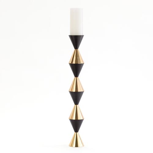 Italian Diamond Candle Holder-Bronze/Brass