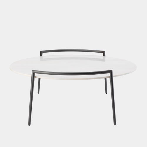 Retro Round Coffee Table-Gunmetal/White