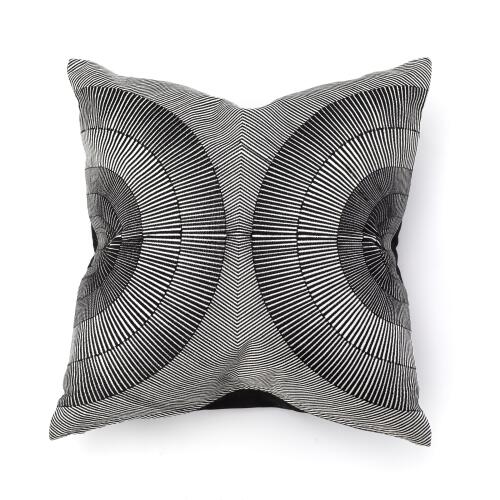 Radial Circle Pillow-Black/White