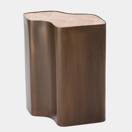 Arlo Organic Nesting Table-Bronze/Beige Marble