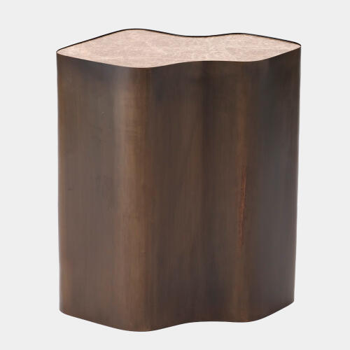 Arlo Organic Nesting Table-Bronze/Beige Marble