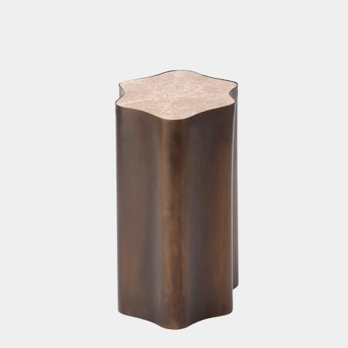 Arlo Organic Nesting Table-Bronze/Beige Marble