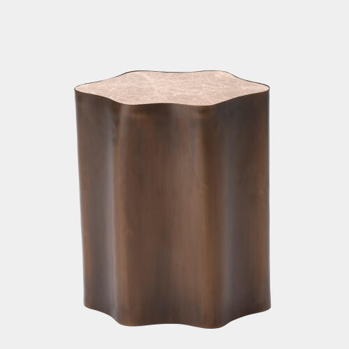 Arlo Organic Nesting Table-Bronze/Beige Marble