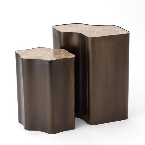 Organic Nesting Table-Bronze/Beige Marble