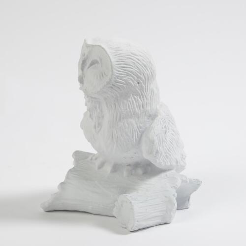 Owl On Branch-Matte White