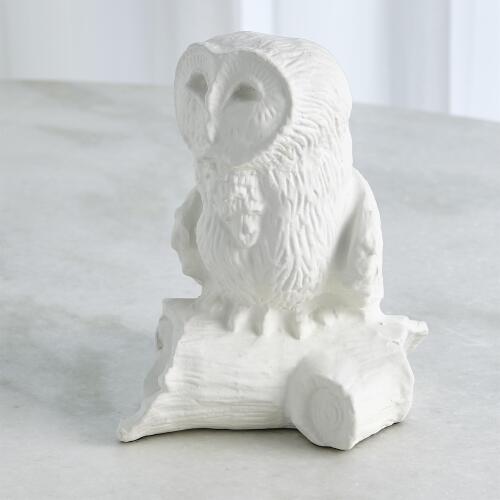 Owl On Branch-Matte White