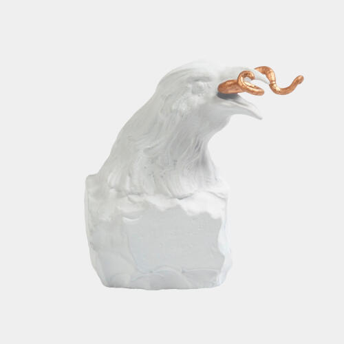 Raven with Worm-Matte White