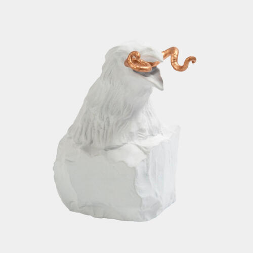 Raven with Worm-Matte White