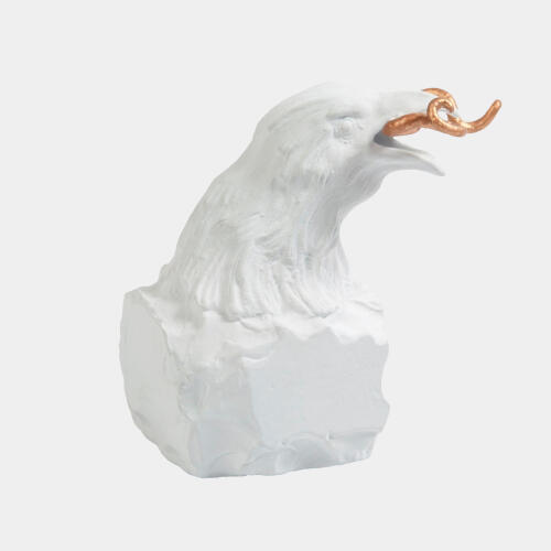 Raven with Worm-Matte White