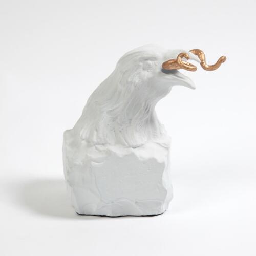 Raven with Worm-Matte White