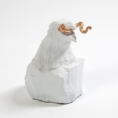 Raven with Worm-Matte White