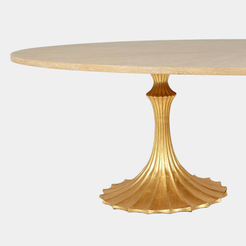 Landry Flute Table-96" Cerused Top-26" Gold Leaf