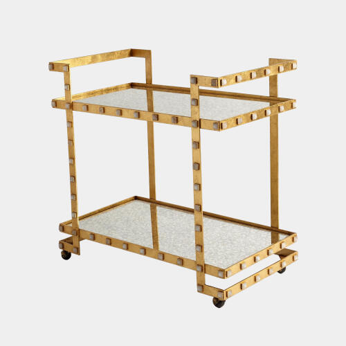 Aubrey Quartz Stud Bar Cart-Gold Leaf