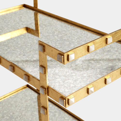 Aubrey Quartz Stud Bar Cart-Gold Leaf
