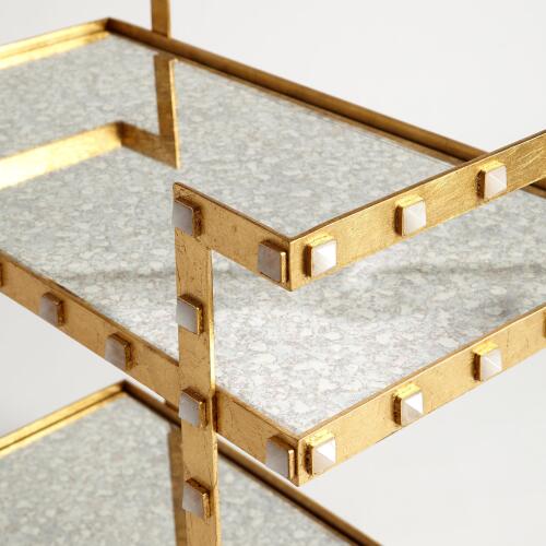Quartz Stud Bar Cart-Gold Leaf