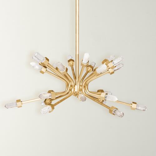 Quartz Burst Chandelier-Satin Brass
