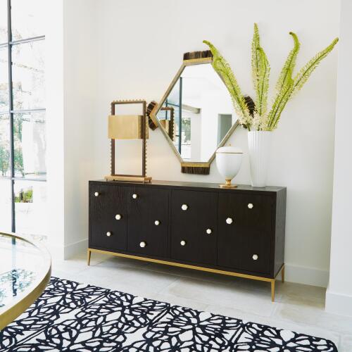 Harrington Mirror-Graphite Leather