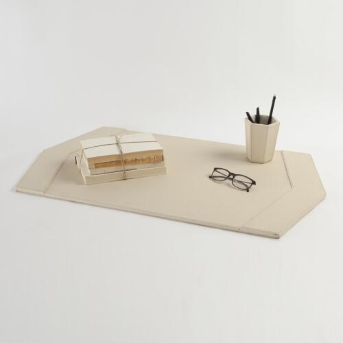 Tiffany Desk Blotter-Ivory Leather