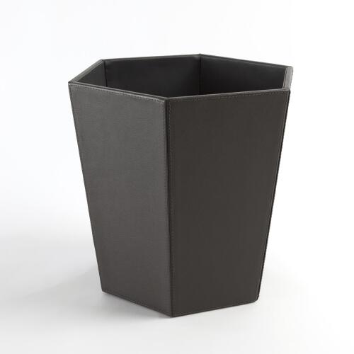 Tiffany Wastebasket-Graphite Leather