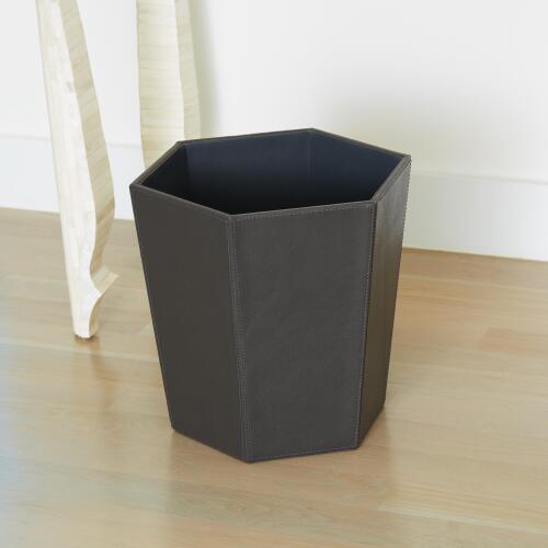 Tiffany Wastebasket-Graphite Leather