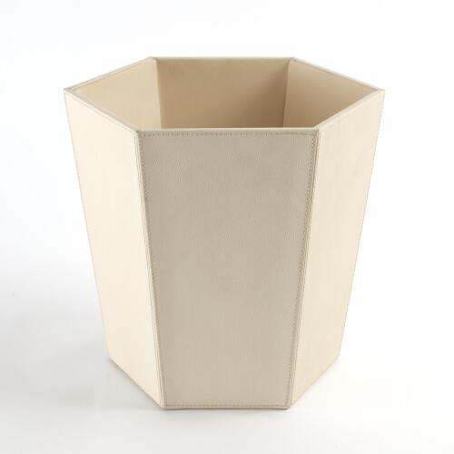 Tiffany Wastebasket-Ivory Leather