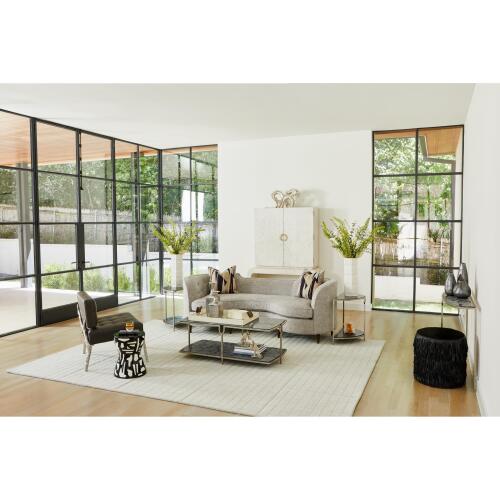 fringe ottoman-black hair-on-hide