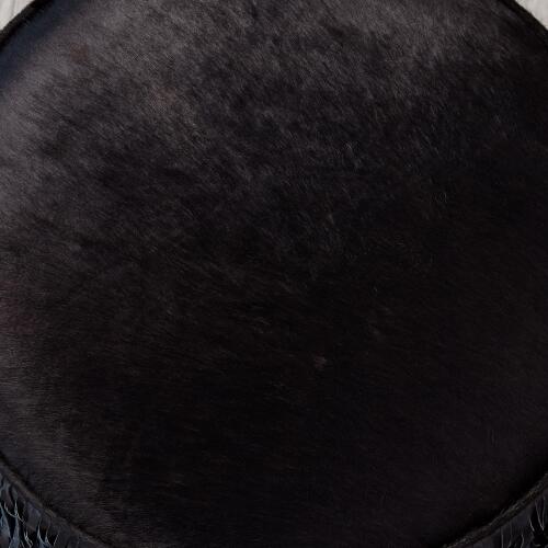 Fringe Ottoman-Black Hair-on-Hide