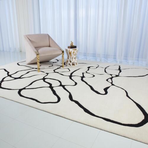 Squiggle Rug-Ivory/Black