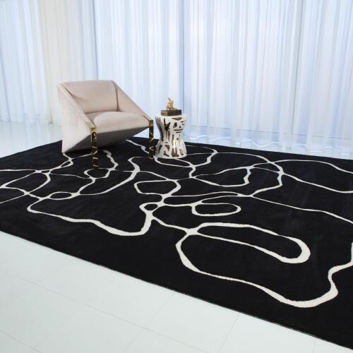 Squiggle Rug-Black/Ivory