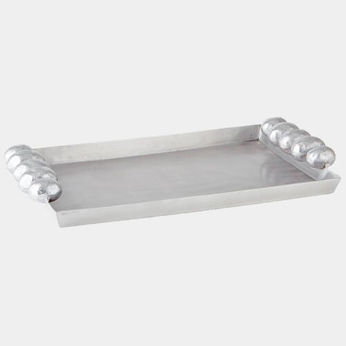 Nedar Tray-Nickel w/Silver Leaf Handles