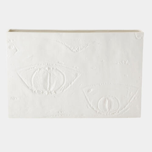 Poplar Tree Bark Texture Vase-Matte White