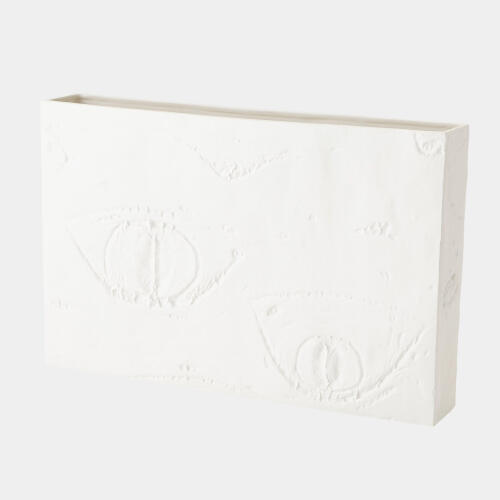 Poplar Tree Bark Texture Vase-Matte White