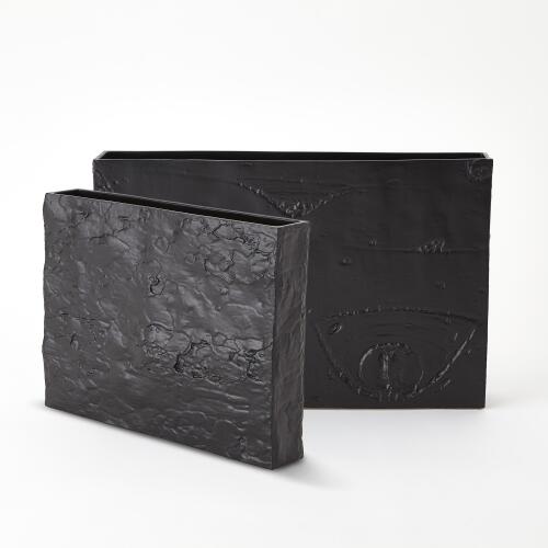 Tree Bark Texture Vase Matte Black